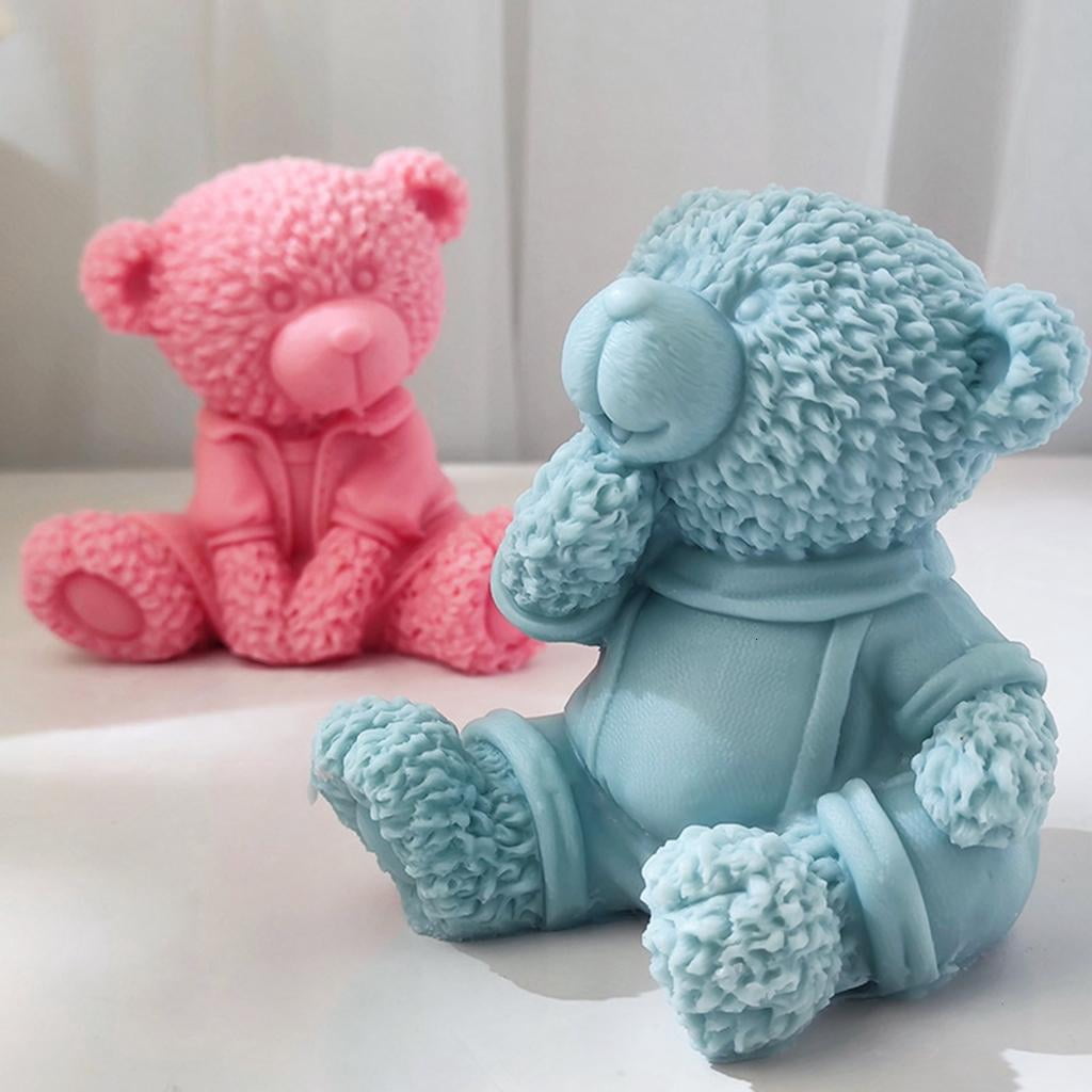 Osdhezcn Handmade Candle Mold 3D Animal Silicone Mold Reusable Sitting Bear Resin Mold