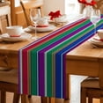 thumbnail image 5 of Mexican Style Table Runner - 108 Inch Long Colorful Mexico Stripes Purple Yellow Green Cotton and Linen Blended Dress Scarves Farmhouse Table Runner for Kitchen Dining, Coffee Table, 13" x 108", 5 of 8