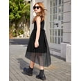 thumbnail image 6 of Oudiya Girls Formal Party Dresses Wedding Tulle Sleeveless Contrast Mesh High Low Flower Dress with Belt, 6 of 7