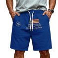 thumbnail image 4 of JULMCOMO 4th of July Men's Shorts Drawstring Patriotic Loose Stars Stripes Summer Shorts for 1776 with Pockets Light Blue 2XL, 4 of 6