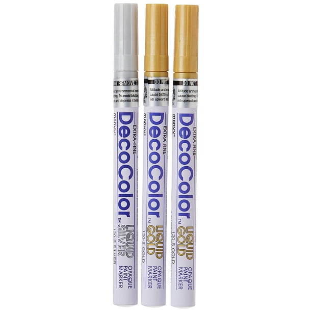 Bolígrafo DecoColor Uchida Plateada Oro de Punta Fina Pack de 3