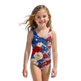 thumbnail image 6 of Swimsuit for Child Girls Size 7-8 One Piece Swimsuit Summer Patriotic American Flag Floral Print Swimsuits Swimming Sleeveless Beach Vacation Freedom Cute Bathing Suits Royal Blue 7-8 Years, 6 of 7