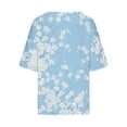 thumbnail image 4 of BangWanChi 3/4 Length Sleeve Womens Tops Plus Size Women's Ladies Fashion Casual Cropped 3/4 Sleeve Printing Cotton Loose Shirt Blouse Top, 4 of 5