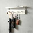 thumbnail image 5 of HOZVOMI Clothes Rack With Top Shelf, Wall Mounted Clothing Rack With Hanging Rod, Wall Hooks With Shelf, Multi-function Hanger For Entryway, Bedroom, Closet, Rustic, 5 of 6