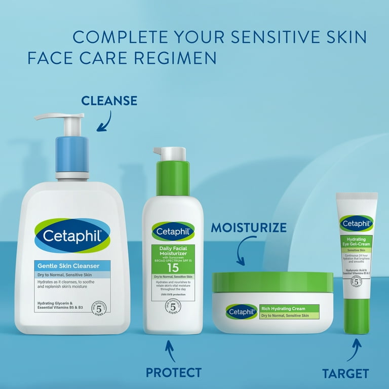 fad mord procent Cetaphil Face Wash, Hydrating Gentle Skin Cleanser for Dry to Normal Sensitive  Skin, 16 oz - Walmart.com