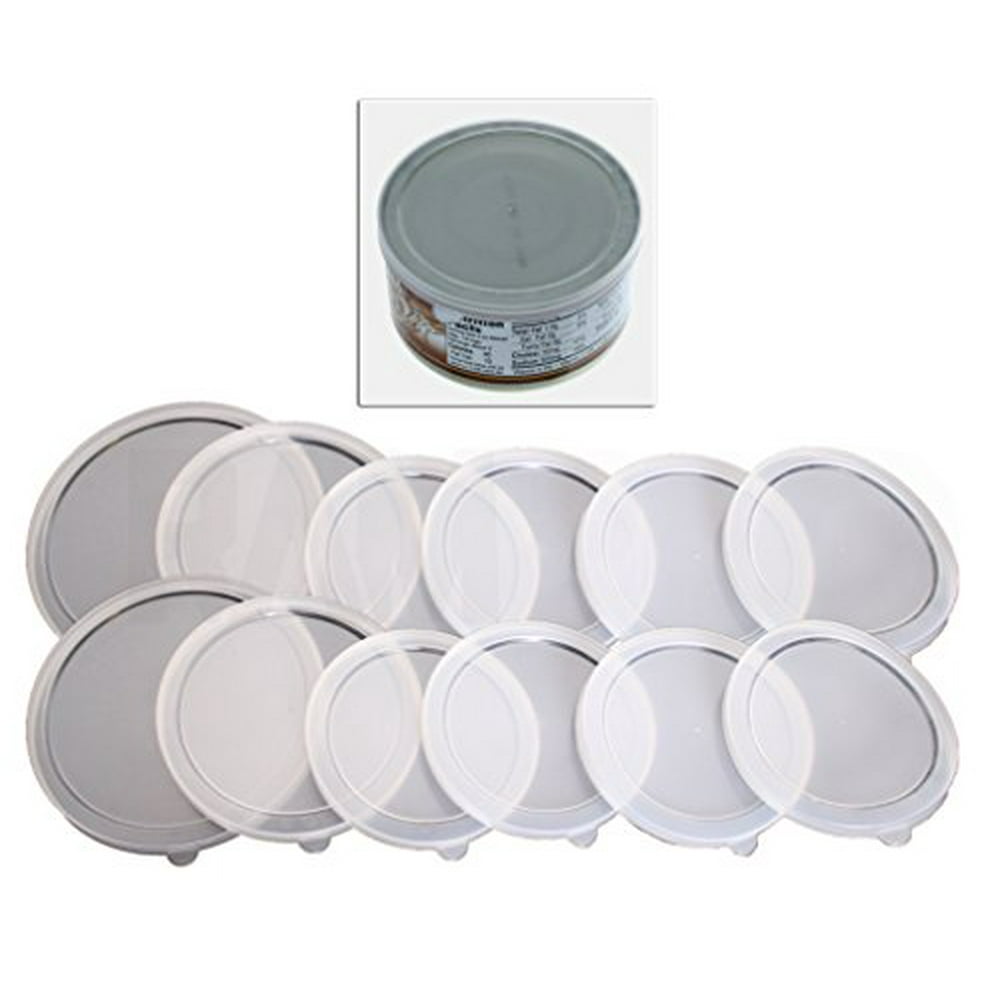 12 Piece Assorted Size 2 Large 2 Medium 8 small Plastic Can Covers Lids