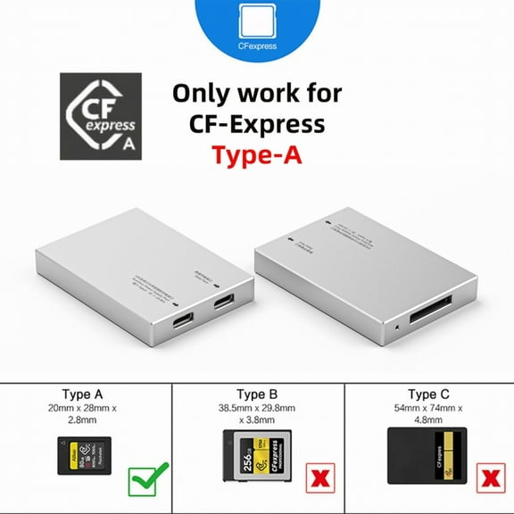 Chenyang USB3.1 Type-C USB3.0-A to CF Express Extension Card Reader for CFE Type-A Support CFA Memory Card