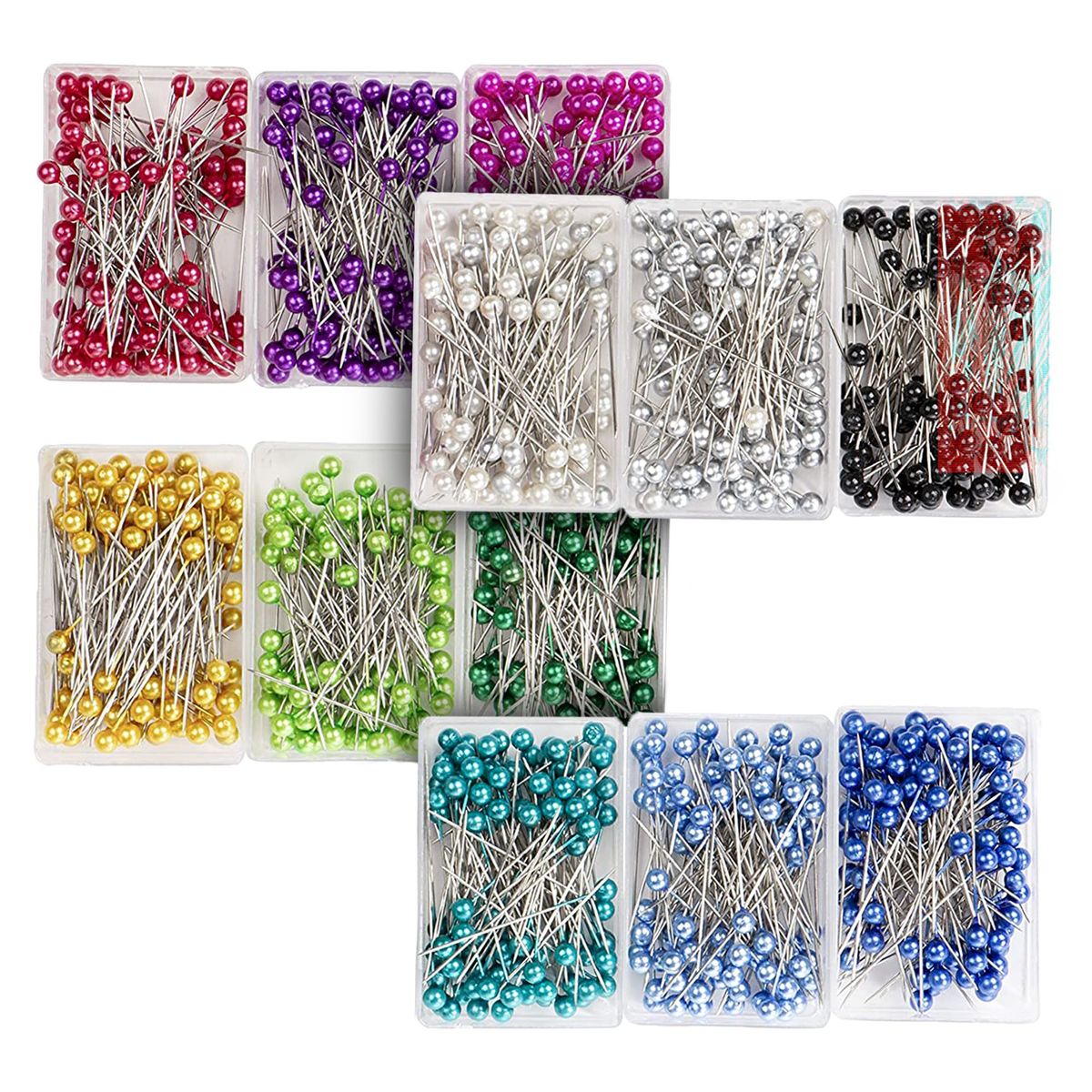 1200PCS Sewing Pins Straight Quilting Pins with Colored Pearl Ball