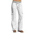 thumbnail image 2 of LEBONYARD Womens Pants Clearance Under $10,Womens Pants Elastic Waist,Women's Comfortable Cropped Leisure Time Pants Color Sweatpants Yoga Pants White L, 2 of 9