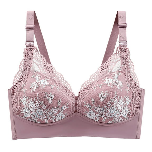 QLEICOM Everyday Bras for Women, Women's Comfort Lift Wirefree Bra No Steel Ring Lactation Vest Bra Back Adjustment Yoga Running Brass No Underwire Pink Cup 44/100BC