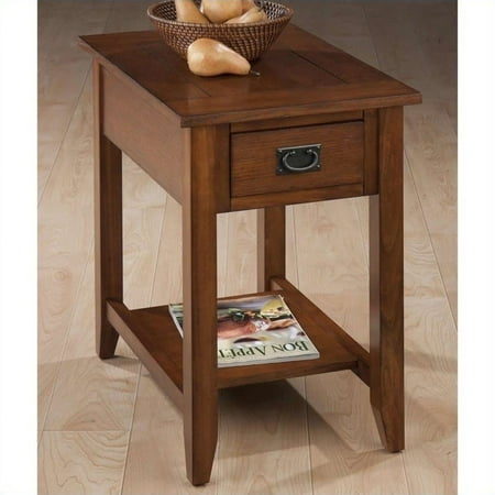 Jofran Chairside Table in Mission Oak Finish (Best Finish For Oak Furniture)