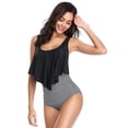 thumbnail image 2 of Women's Swimsuits Two Piece Ruffle Flounce Top High Waisted Bottom Bikini Sets Tummy Control Bathing Suit, 2 of 5