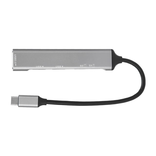 Hub USB C 5 en 1 Plug and Play Hub tipo C Estación de acoplamiento de metal Electrónica tipo C Adaptador USB C para Windows para Linux Negro