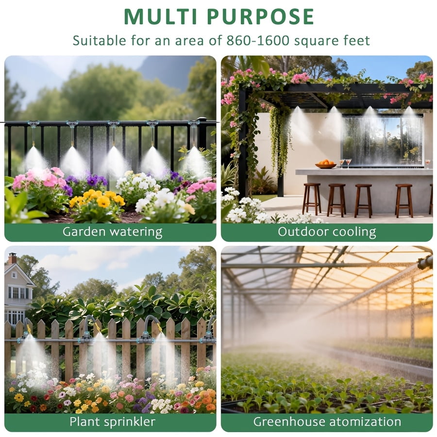 200ft Drip Irrigation System, Upgraded Garden Watering Kit with 32 Adjustable Copper Nozzles, 360° Flexible Drip Irrigation Kit Automatic Watering System for Garden, Automati