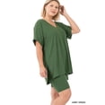 thumbnail image 2 of Zenana Women's Brushed DTY Microfier V-Neck Short Sleeve Hi-Low Hem & Biker Short Loungewear Set, 2 of 3
