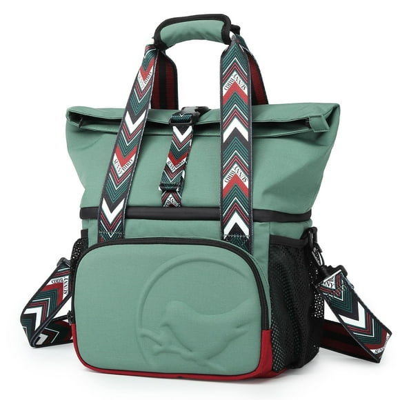 Bolsa de almuerzo SUNNY BIRD de doble compartimento con aislamiento, color verde