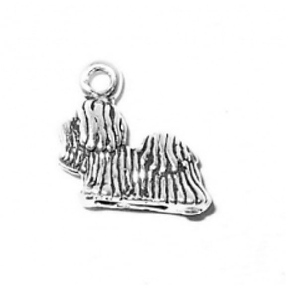 Sterling Silver 16" .8mm Box Chain 3D Standing Shitzu Dog Breed Pendant Necklace