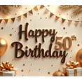 thumbnail image 4 of Yatrandify Golden Theme Happy 50th Birthday Banner Decorative Design Party Decoration Celebration Banner for Birthday Party Indoor Decoration Photo Shoot, 4 of 8