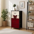 thumbnail image 2 of Kanworse 4 Drawer Fabric Dresser for Bedroom Elegant Burgundy Cream Floral Lace Chests of Drawers for Closet Organizers Storage, 2 of 8