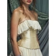 thumbnail image 3 of Women Elegant Slim Corset Tube Tops Solid Color Satin Low Cut Strapless Bustier Crop Tops Lingerie, 3 of 5