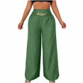 thumbnail image 2 of Women's Pants Under $10 With Pockets High Rise Staright Leg Casual Solid Loose High Waist Fashion Wide Leg Long Pants, 2 of 7