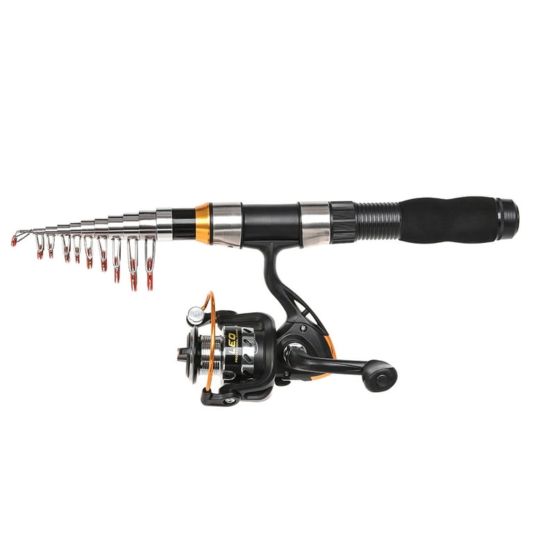 LEO Portable Fishing Rod and Reel Combo Telescopic Fishing Rod Pole  Spinning Reel Set Fishing Line Lures Hooks Barrel Swivels with Carry Bag  Case Travel Fishing Full Package Kit 