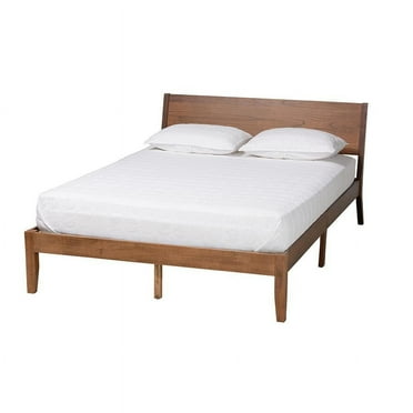 Baxton Studio Salvatore Wood Queen Size Platform Bed in Walnut Brown