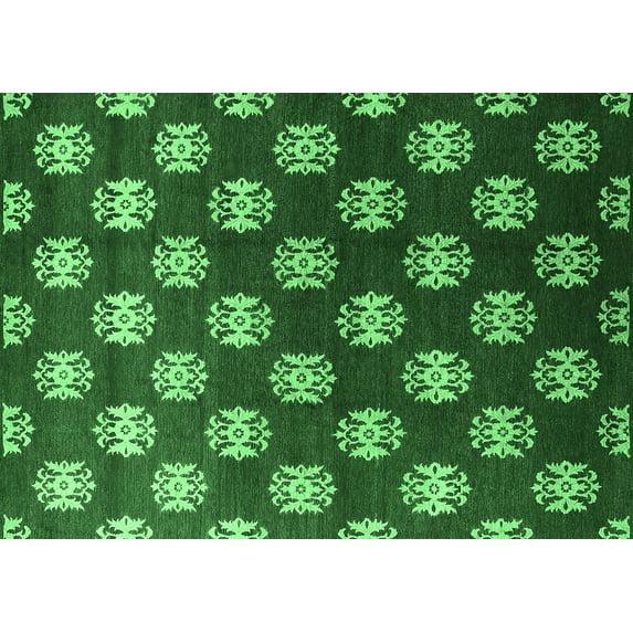 Ahgly Company Indoor Rectangle Oriental Emerald Green Industrial Area Rugs, 2' x 5'