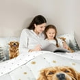 thumbnail image 4 of Homewish Kawaii Golden Retriever 7pcs Bedding Comforter Set,Pet Lovers Queen Bedding Sets,Gold Christmas Snowflake Queen Sheet Sets For Girls Boys,Luxury Bedroom Decor Reversible, 4 of 8