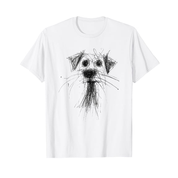 Whimsical Cute Abstract Scribble Puppy Dog Face Design T-Shirt for Dog Lovers