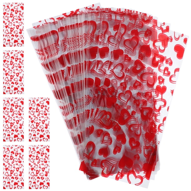 Bolsas de caramelo de San Valentín de 100 piezas bolsas de galletas transparentes dulces bolsas