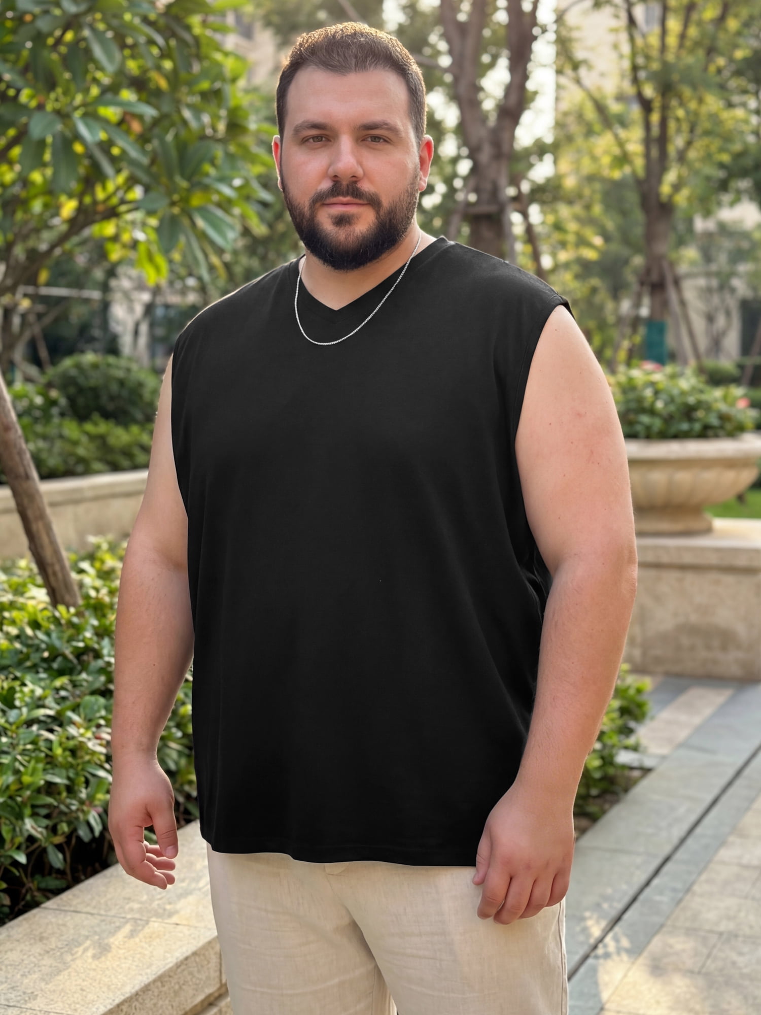 DARING DIVA Men's V-Neck Soft Breathable Sleeveless Undershirt Tank Top 2XL Black