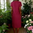 thumbnail image 6 of RongHuan Linen Dress for Women Lightweight Short Sleeve Dresses Summer Loose V Neck Dress Casual Beach Sundress, 6 of 7