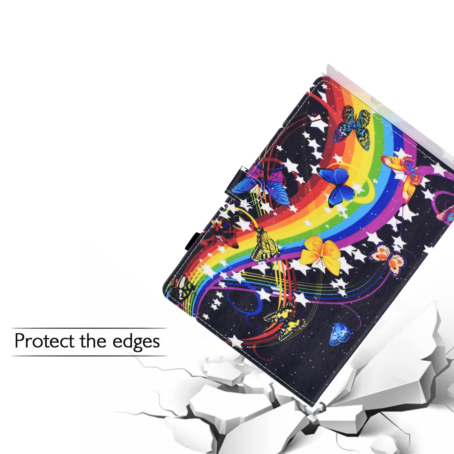 New iPad 10.2" Case 2019 (7th Generation), Allytech Slim Fit Smart Cover with Auto Sleep Wake Multi Angle Stand Pencil Holder Protection Folio Flip Shell Cover for Apple iPad 10.2 Inch, Butterflies