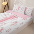 thumbnail image 3 of Manfei Kawaii Monogram J Zipper Full Size Comforter Sets with Fitted Sheet and 2 Pillowcases,Pink Bowtie Ribbon Dessert Zipper Bedding Set,Pink Reversible4pcs, 3 of 8