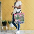 thumbnail image 4 of FORMRS Womens Canvas Tote Bag with Zipper Inner Pocket Shoulder Handbag, White Vibrant Flowers, 4 of 7