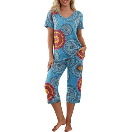 

Coduop Women Nightwear Short Sleeve Shirt and Shorts Pajama Set V Neck Sleepwear