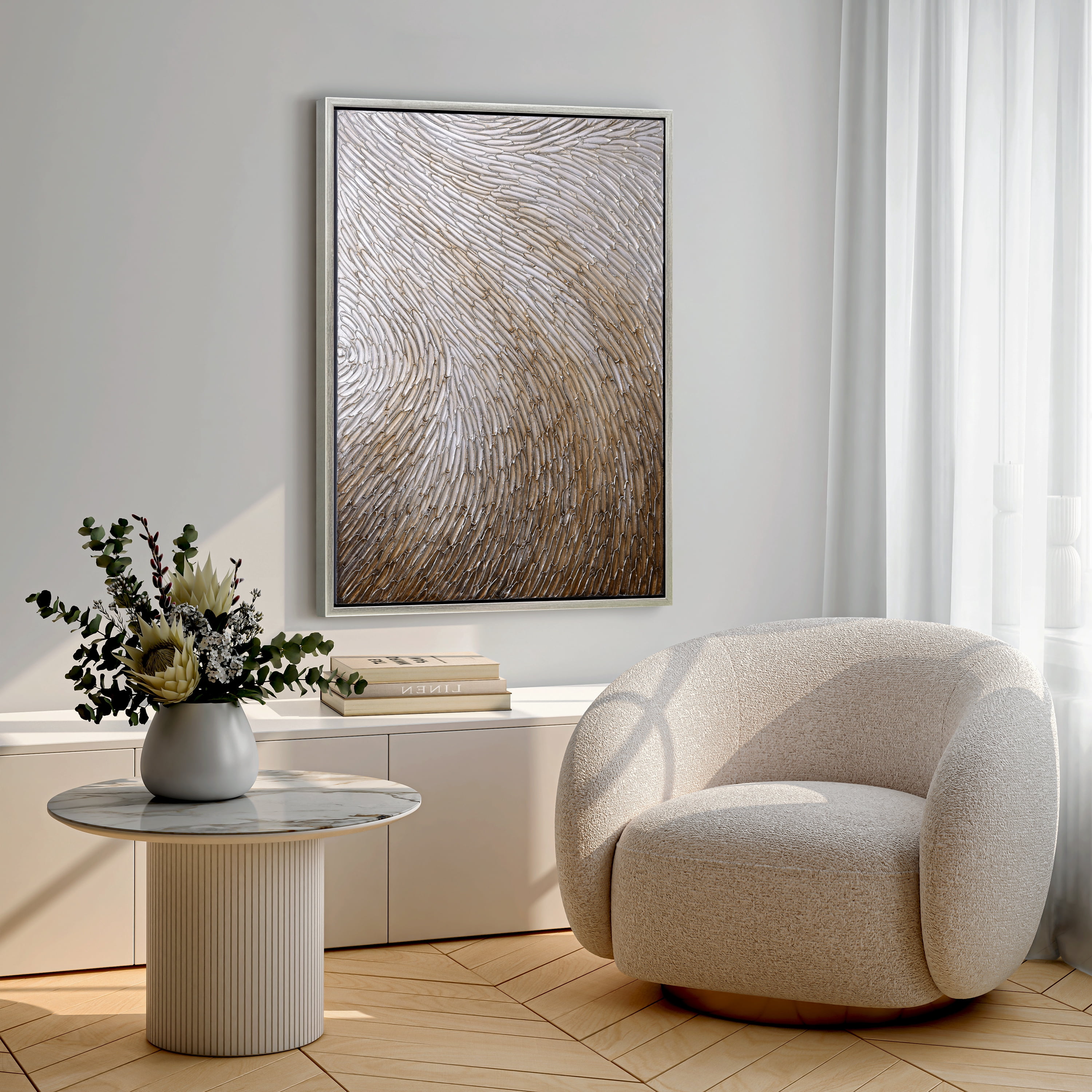Gold Waves II Textured Metallic Hand Painted Framed Canvas Wall Art
