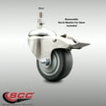 thumbnail image 2 of 3 Inch 316SS Thermoplastic Rubber Swivel 10mm Stem Caster Total Lock Brake, 2 of 2