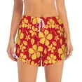 thumbnail image 2 of Xecao's Red Vintage Flowers for a double-layer running short for women, perfect for gym, tennis, and more, featuring a convenient pocket., 2 of 9
