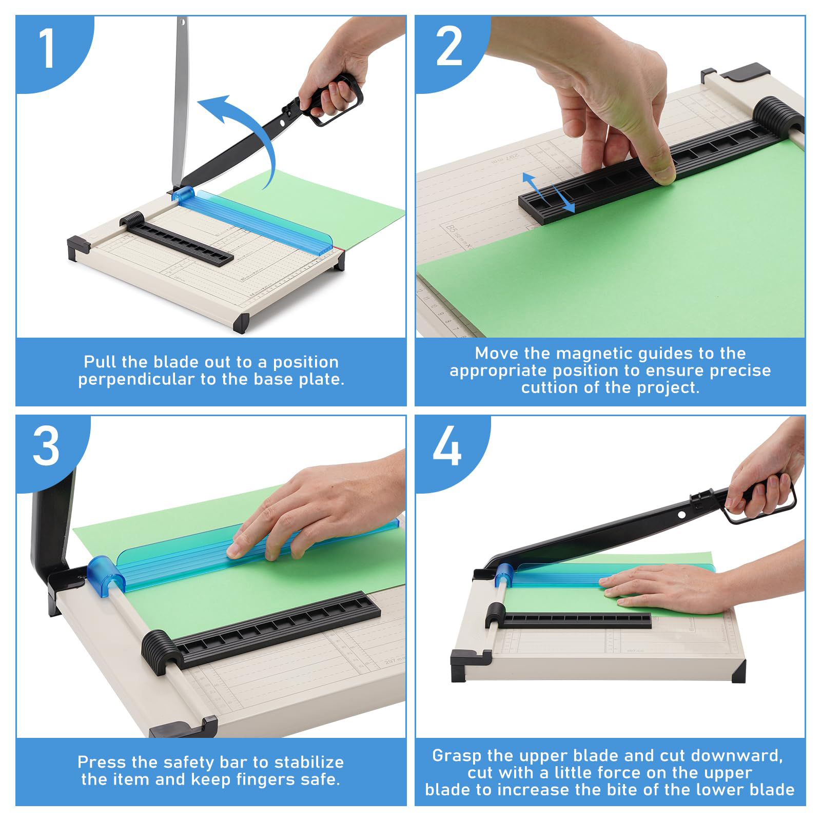 Paper Cutter, Paper Slicer with Safety Guard and Blade Lock,  Paper Cutters and Trimmers for Cardstock Cardboard ,12" Cut Length Guillotine Paper Cutter with 16 Sheet Capacity