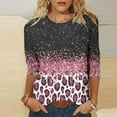 thumbnail image 2 of ibuvkizy Womens Tops,Women's Fashion Printed Loose T-shirt Mid-length 3/4 Sleeves Blouse Round Neck Casual Tops,Tshirts for Women,Plus Size Blouses Shirts,Summer Tops for Women, 2 of 4