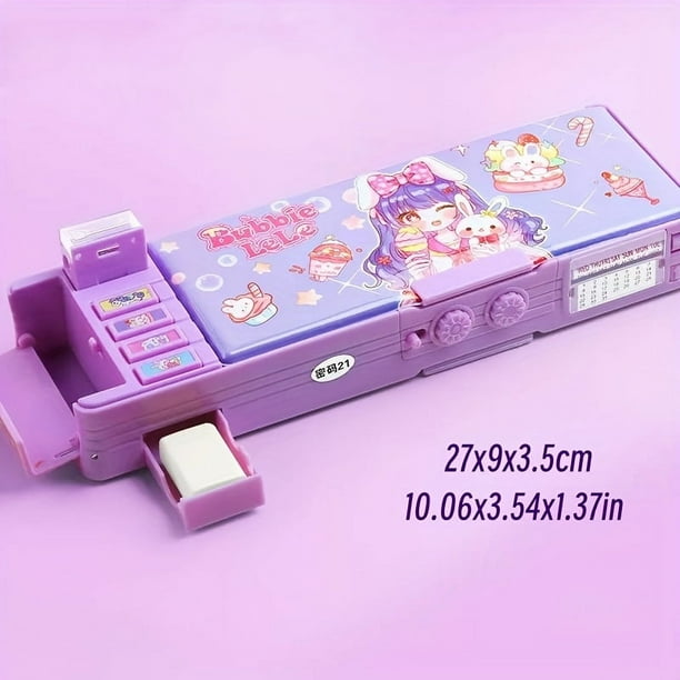 Internet celebrity Inspired multifunctional pencil case with button deformation password lock perfect for primary school girls