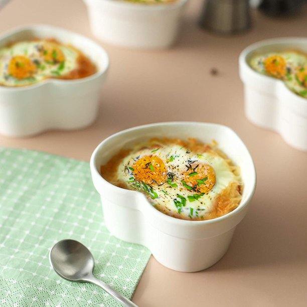 LIFVER Ramekins 8 oz Oven Safe, Creme Brulee Ramekin Set, Porcelain