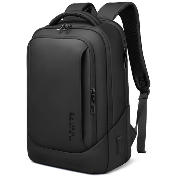 Mochila para ordenador portátil HK para hombre de 15,6 pulgadas con puerto de carga USB, color negro