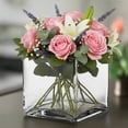 thumbnail image 2 of Clear Glass Cube Vase for Flowers, Decorative Centerpiece Table Vase, Modern Décor, 2 of 9