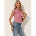 thumbnail image 2 of Blusa con lunares Allegra K cuello de lazo manga con volantes Rosa S, 2 of 5