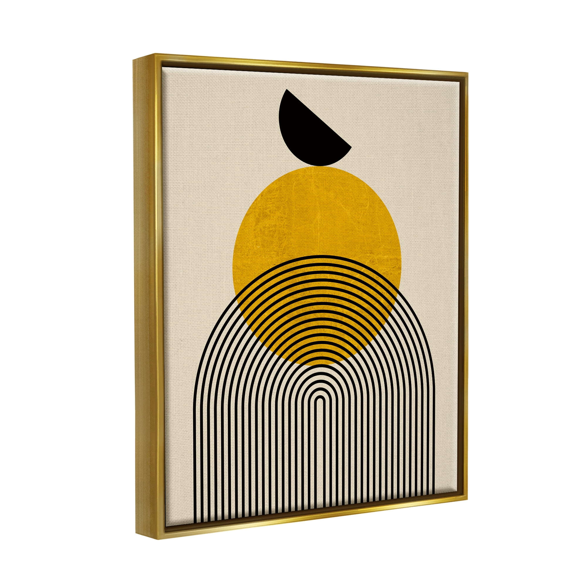 Stupell Industries Balancing Neutral Arch Shapes Abstract Painting Gold Floater Framed Canvas Art Print Wall Art, 17 x 21