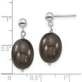 thumbnail image 3 of Sterling Silver S Majestik Rh-Pl10-11mm Blk Rice Imitat Shell Pearl Post Dangle Ea Made In Canada qmje116b, 3 of 5