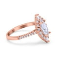 thumbnail image 2 of Rose Tone, Simulated Cubic Zirconia Size-7 Halo Marquise Art Deco Engagement Wedding Bridal Ring 925 Sterling Silver, 2 of 7